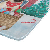 Mops Hund im Schnee Weihnachtshundehaus Schneidebrett (Ecke)