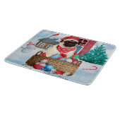 Mops Hund im Schnee Weihnachtshundehaus Schneidebrett (Ecke)