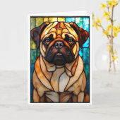 Mops-Hund im Stil von Bleiglas Karte (Gelbe Blume)