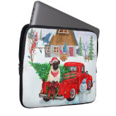 Mops Hund in der Weihnachtslieferung LKW Schnee Laptopschutzhülle (Vorne Rechts)