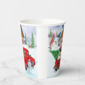 Mops Hund in der Weihnachtslieferung LKW Schnee Pappbecher (Links)