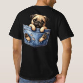 Mops-Hund in einer Tasche T-Shirt (Rückseite)
