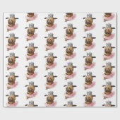 Mops Hund in einer Tutu-Wasserfarbe Geschenkpapier (Flach)