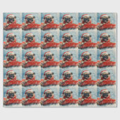 Mops Hund in Sledge Lass es Schnee Weihnachten Geschenkpapier (Flach)