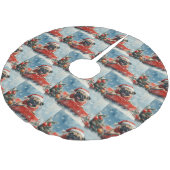 Mops Hund in Sledge Lass es Schnee Weihnachten Polyester Weihnachtsbaumdecke (Schrägansicht)