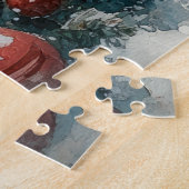 Mops Hund in Sledge Lass es Schnee Weihnachten Puzzle (Seite)