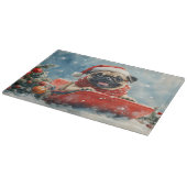 Mops Hund in Sledge Lass es Schnee Weihnachten Schneidebrett (Ecke)