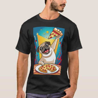 Mops-Hund isst Pizza T-Shirt
