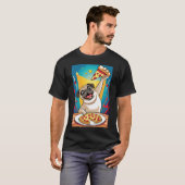 Mops-Hund isst Pizza T-Shirt (Vorne ganz)