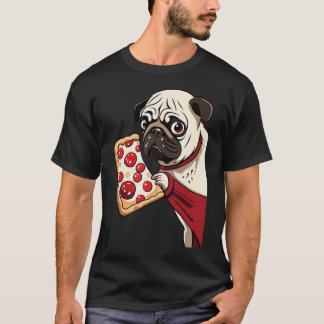 Mops-Hund isst Pizza T-Shirt