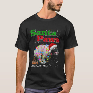 Mops Hund Kackend Weihnachten 2024 Funny Santa Paw T-Shirt