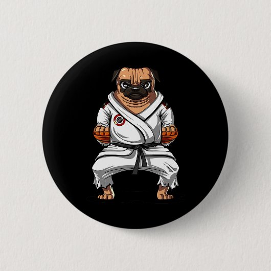 Mops-Hund Karate Martial Arts Kickboxen Jiu Jitsu  Button (Vorderseite)