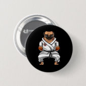 Mops-Hund Karate Martial Arts Kickboxen Jiu Jitsu  Button (Vorne & Hinten)