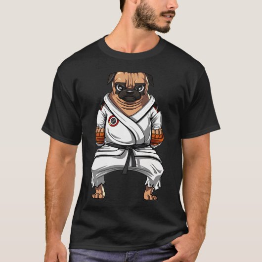 Mops Hund Karate T-Shirt (Vorderseite)