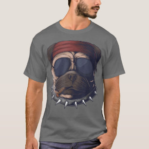 Mops Hund Kopf Rauch Haustierbesitzer Hündchen Gla T-Shirt