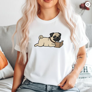 Mops Hund liest T-Shirt Lustiger Mops-Mama Hund li