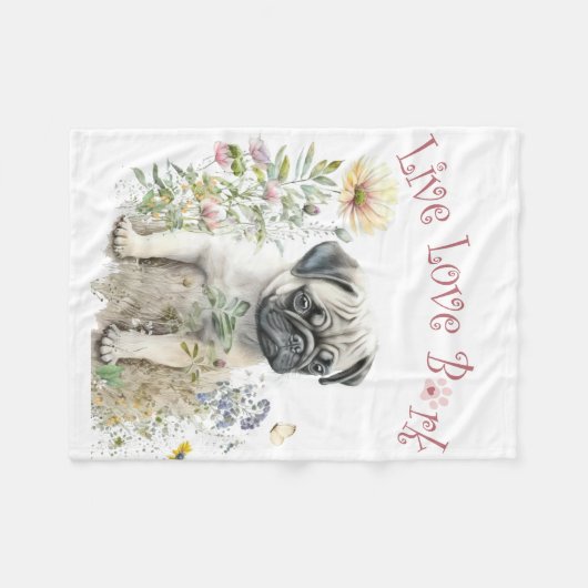 Mops Hund Mama Bläschen Fleecedecke (Vorderseite (Horizontal))