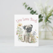 Mops Hund Mama Bläschen Postkarte (Stehend Vorderseite)