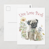 Mops Hund Mama Bläschen Postkarte (Vorne/Hinten)