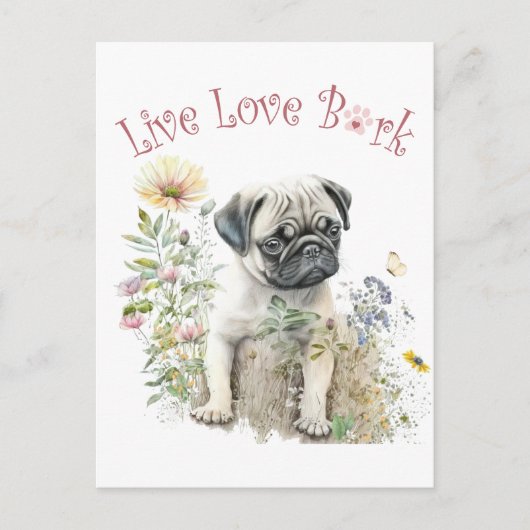 Mops Hund Mama Bläschen Postkarte (Vorderseite)