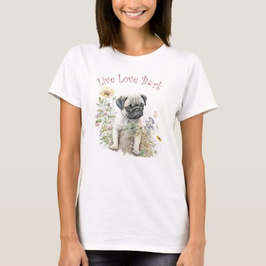 Mops Hund Mama Bläschen T-Shirt (Vorderseite)