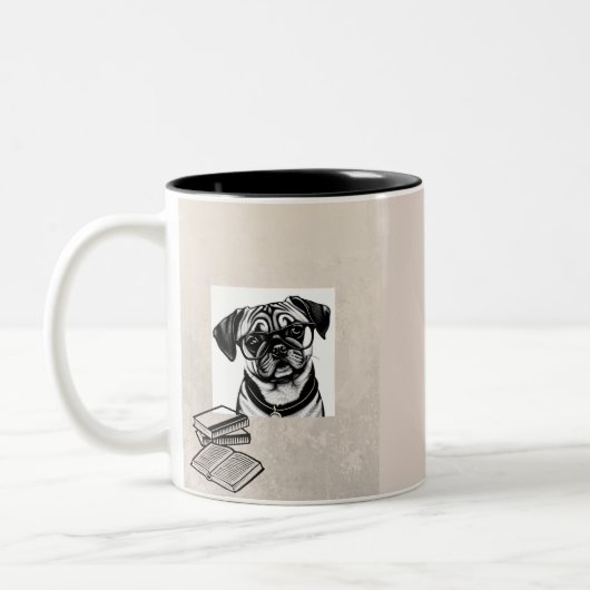 Mops Hund mit Brille-Tasse Zweifarbige Tasse (Links)