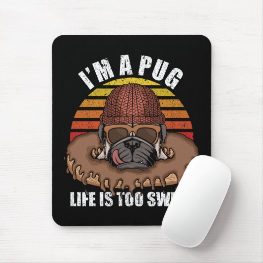 Mops Hund mit Donuts Retrodesign Mouse Pad Mousepad (Mit Mouse)
