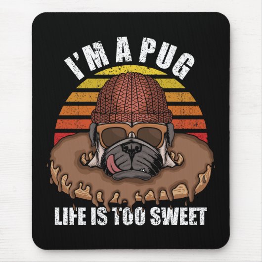 Mops Hund mit Donuts Retrodesign Mouse Pad Mousepad (Vorne)