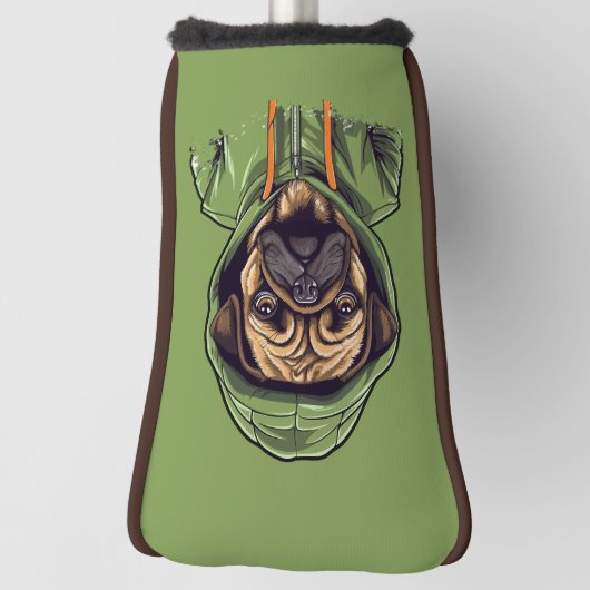 Mops-Hund mit grünem Hoodie-Putter Golf Headcover (Rotieren 90)