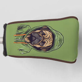 Mops-Hund mit grünem Hoodie-Putter Golf Headcover