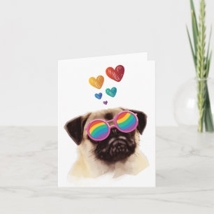 Mops-Hund mit Herzen Valentinstag Karte