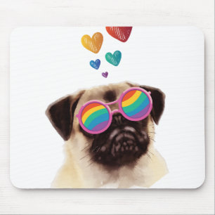 Mops Hund mit Herzen Valentinstag Mousepad