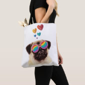 Mops-Hund mit Herzen Valentinstag Tasche (Von Nahem)