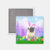 Mops Hund mit Ostereiern Bunny Chicks Magnet (Vorderseite/Rückseite)