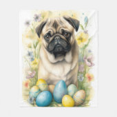 Mops Hund mit Ostereiern Urlaub Fleecedecke (Vorderseite)