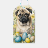 Mops Hund mit Ostereiern Urlaub Geschenkanhänger (Vorderseite)