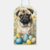 Mops Hund mit Ostereiern Urlaub Geschenkanhänger (Rückseite)