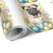 Mops Hund mit Ostereiern Urlaub Geschenkpapier (Rolleneckpunkt)