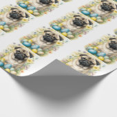 Mops Hund mit Ostereiern Urlaub Geschenkpapier (Ecke)