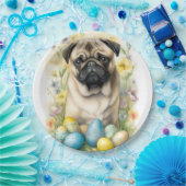 Mops Hund mit Ostereiern Urlaub Pappteller (Party)