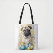 Mops Hund mit Ostereiern Urlaub Tasche (Vorderseite)