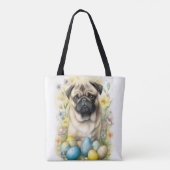 Mops Hund mit Ostereiern Urlaub Tasche (Rückseite)