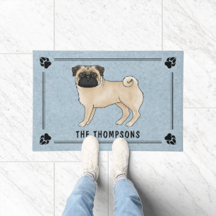 Mops-Hund mit Rehfarbenem Fell, süßes Cartoon-Desi Fußmatte