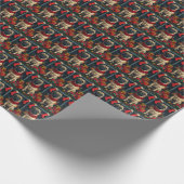 Mops Hund mit Weihnachtsgeschenken Feuerplatz Geschenkpapier (Ecke)