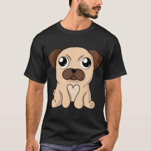 Mops Hund Niedlich Kawaii - Digitale Kunst T-Shirt