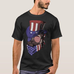 Mops-Hund Onkel Sam Hut, Hund Onkel Sam Hut, coole T-Shirt