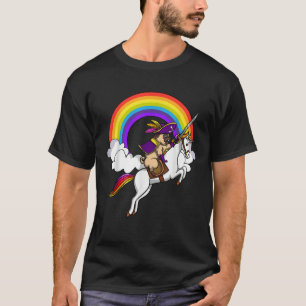 Mops Hund Piratenfahrt Unicorn Magischer Regenboge T-Shirt