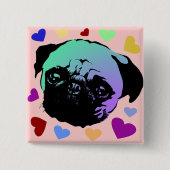 Mops-Hund Puppy PopArt Retro-Stil Button (Vorderseite)
