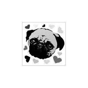 Mops-Hund Puppy PopArt Retro-Stil Gummistempel