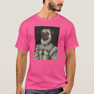Mops Hund Renaissance Haustier Portrait Mittelalte T-Shirt